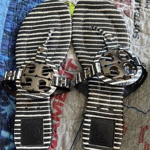 Navy striped Tory Burch Miller sandal